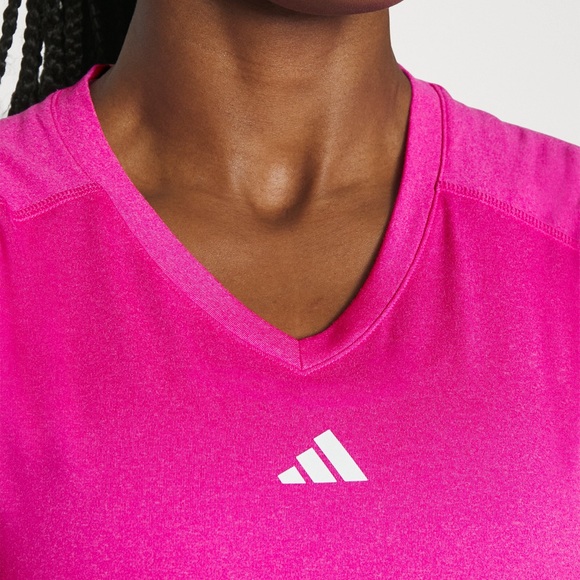 Adidas Women's Train Essentials Minimal V-Neck Tee Fuchsia/Pink - Picture 3 of 9